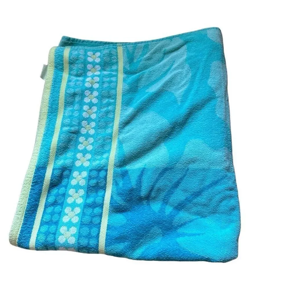 Plush teal and lime green beach towel